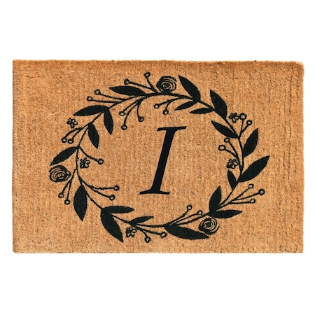 Configuracion 24 x 36 x 1.5 in. Black Rose Rectangular Doormat Natural - Letter I CO2830954